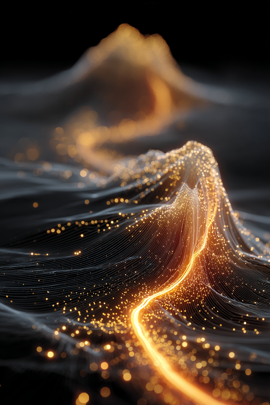 Data streams visualized as golden light